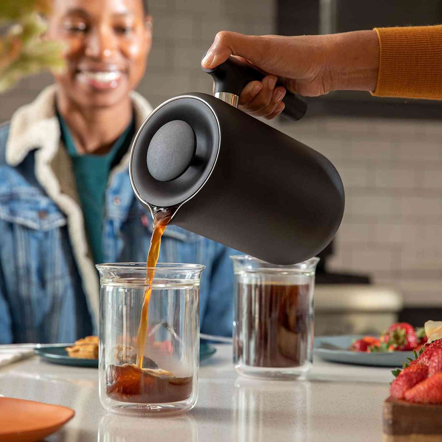 Fellow Clara Insulated Coffee Maker 24 oz stainless steel French press with enhanced filtration system and easy-to-use carafe