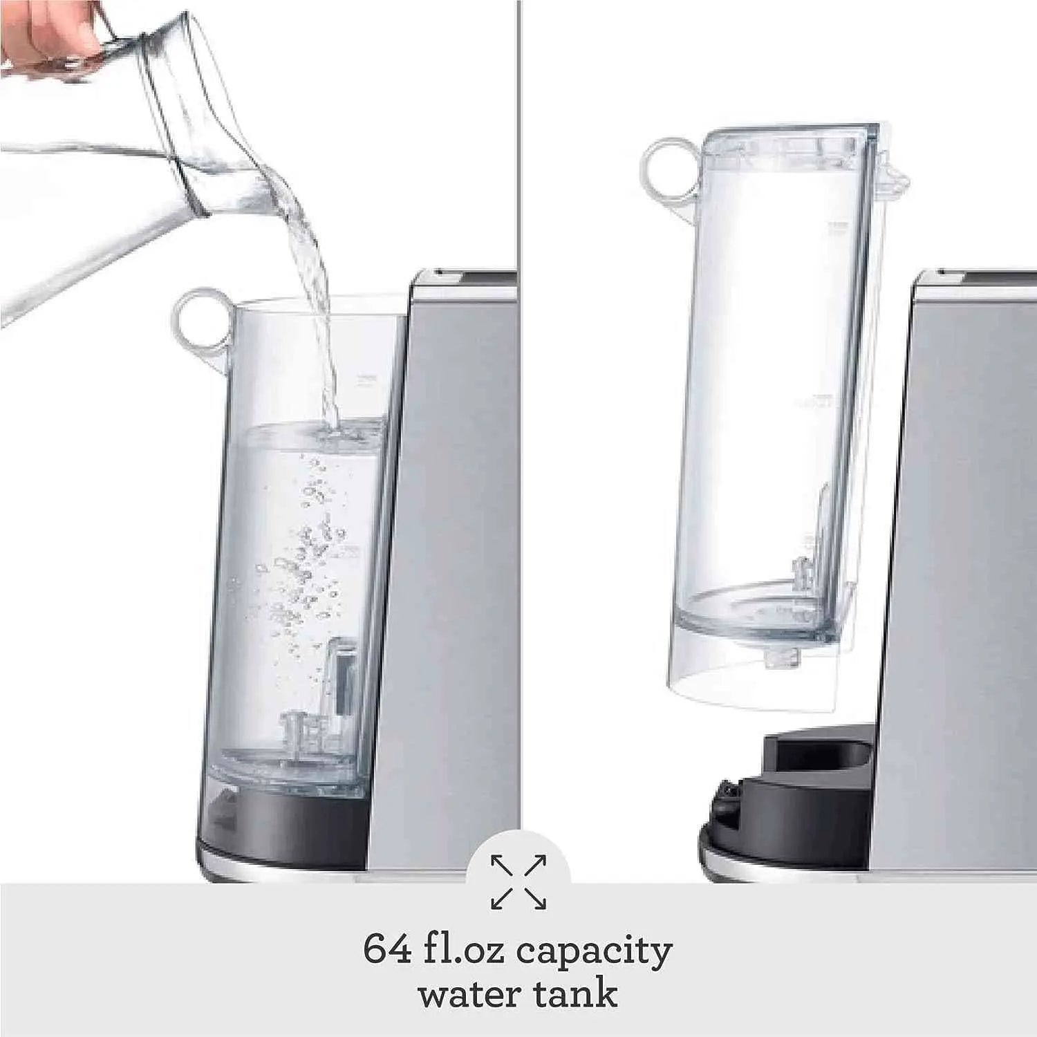 Breville Bambino Plus espresso machine in brushed stainless steel with programmable control and Thermojet heating system