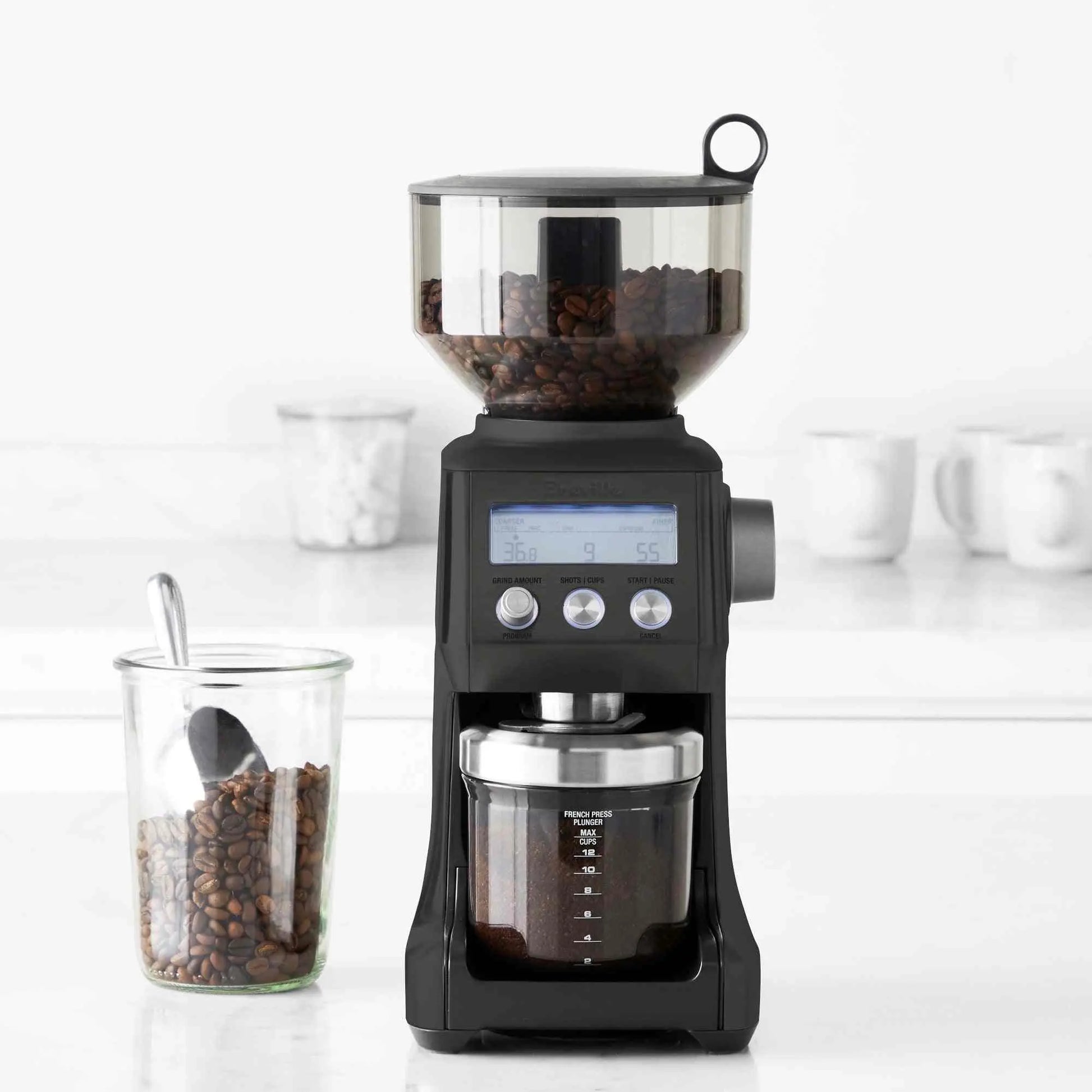 Breville Smart Grinder Pro stainless steel coffee bean grinder with LCD screen and 60 grind settings