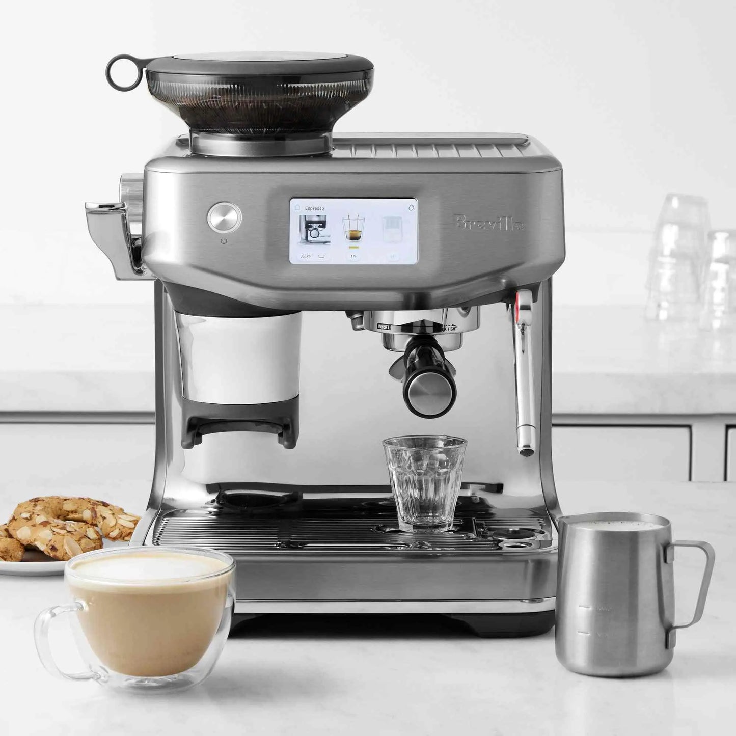 Breville Barista Touch Impress espresso machine with grinder and touchscreen controls