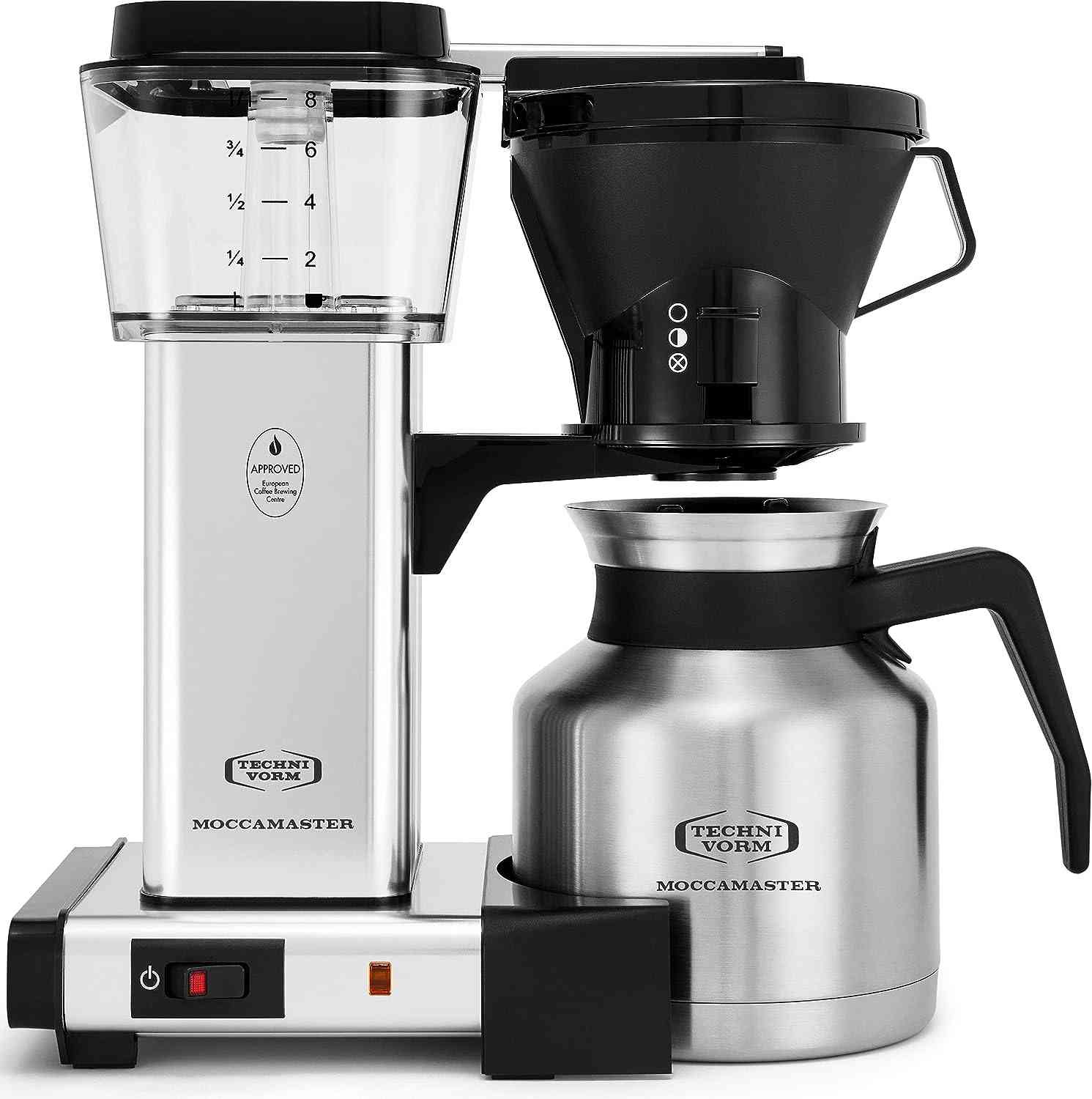Technivorm Moccamaster KBT Manual drip stop coffee maker with thermal carafe brewing coffee