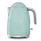 SMEG Electric Kettle with 360˚ swivel base, auto-shutoff, water-level indicators, gentle steam release, and removable filter