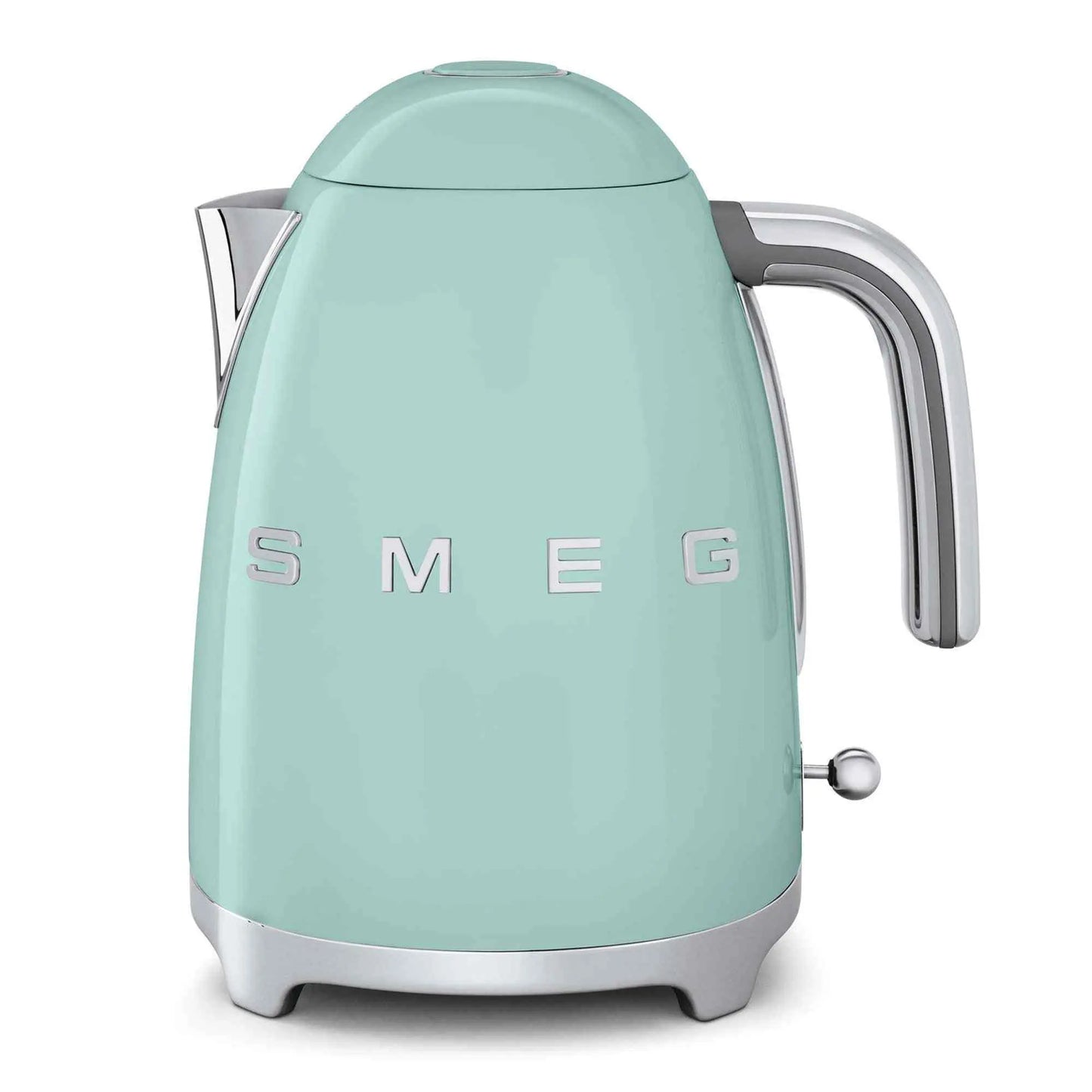 SMEG Electric Kettle with 360˚ swivel base, auto-shutoff, water-level indicators, gentle steam release, and removable filter