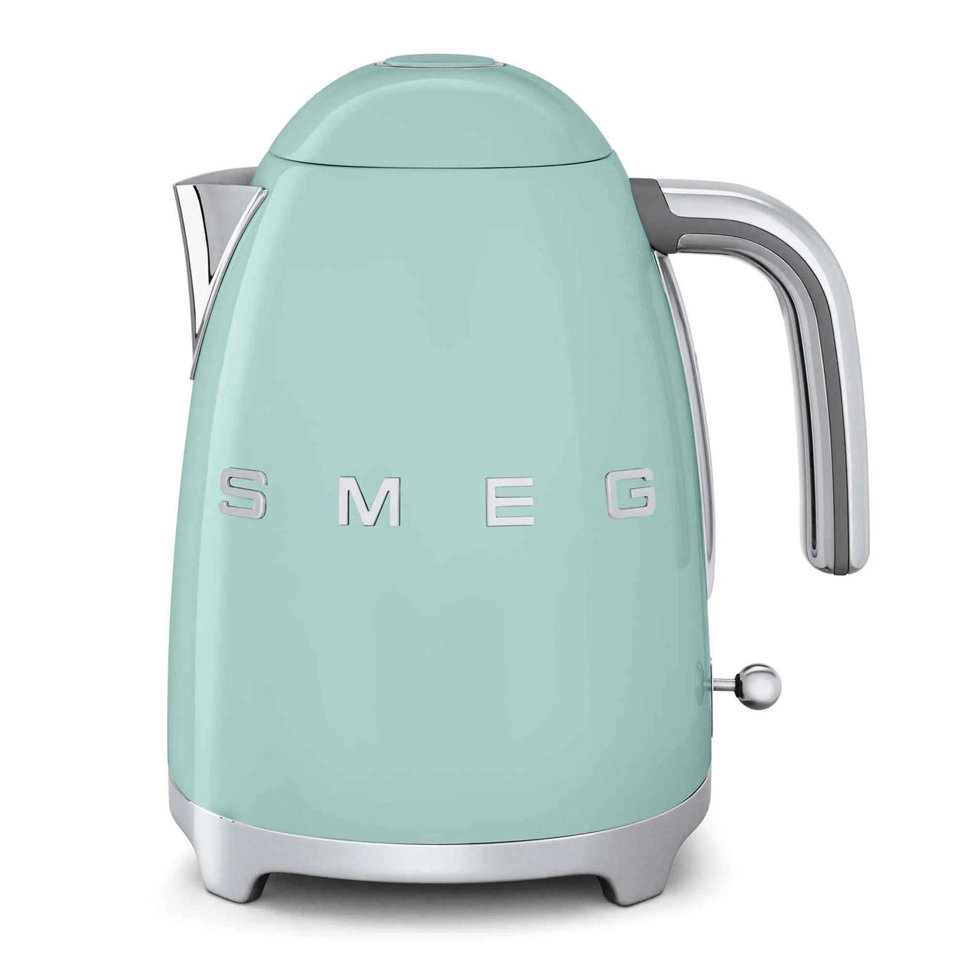 SMEG Electric Kettle with 360˚ swivel base, auto-shutoff, water-level indicators, gentle steam release, and removable filter