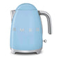 SMEG Electric Kettle with 360˚ swivel base, auto-shutoff, water-level indicators, gentle steam release, and removable limescale filter.