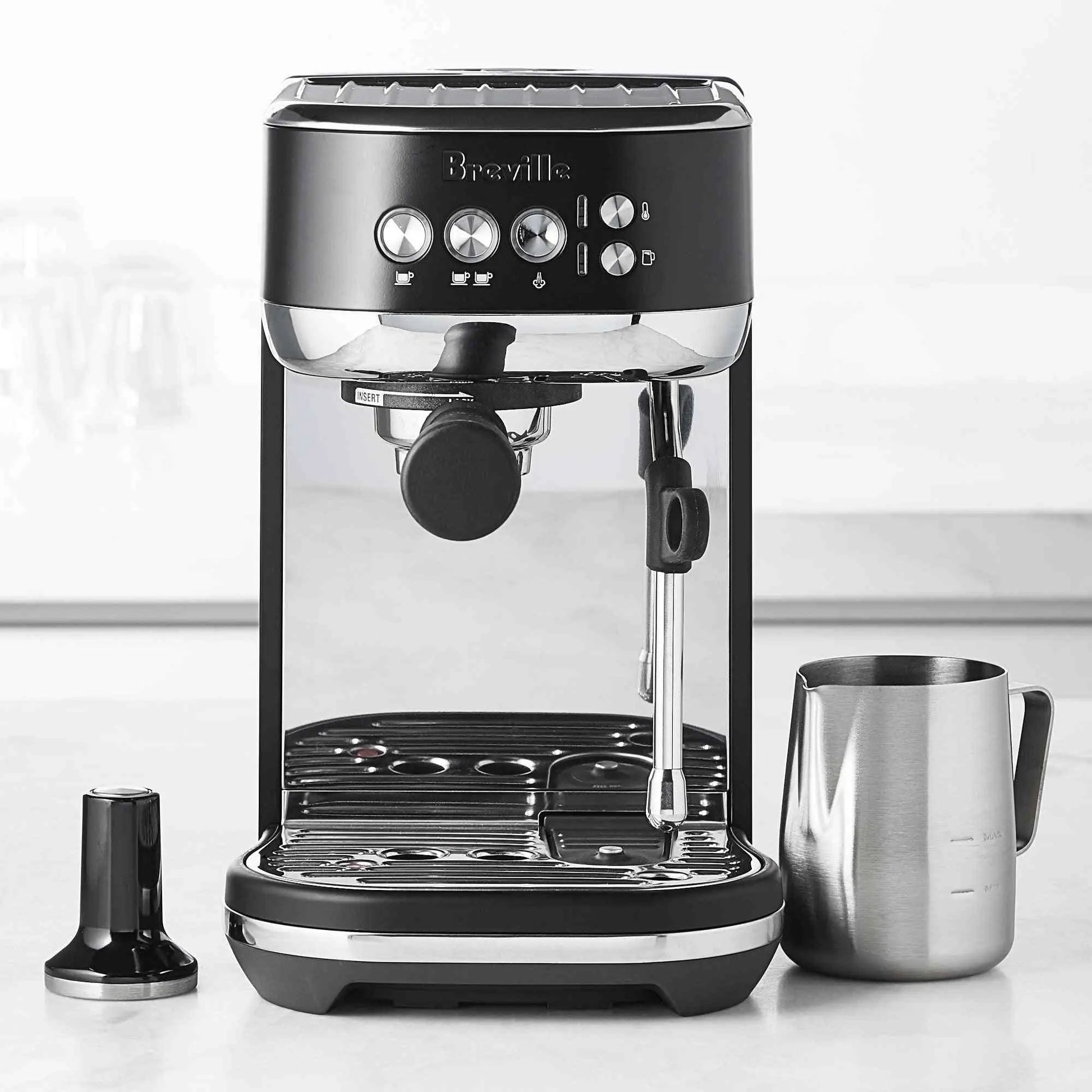 Breville Bambino Plus espresso machine brushed stainless steel with automatic microfoam texturing and easy programmable control