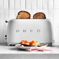 SMEG 2 Slice Retro Toaster with extra-wide slots and six browning levels in midcentury style