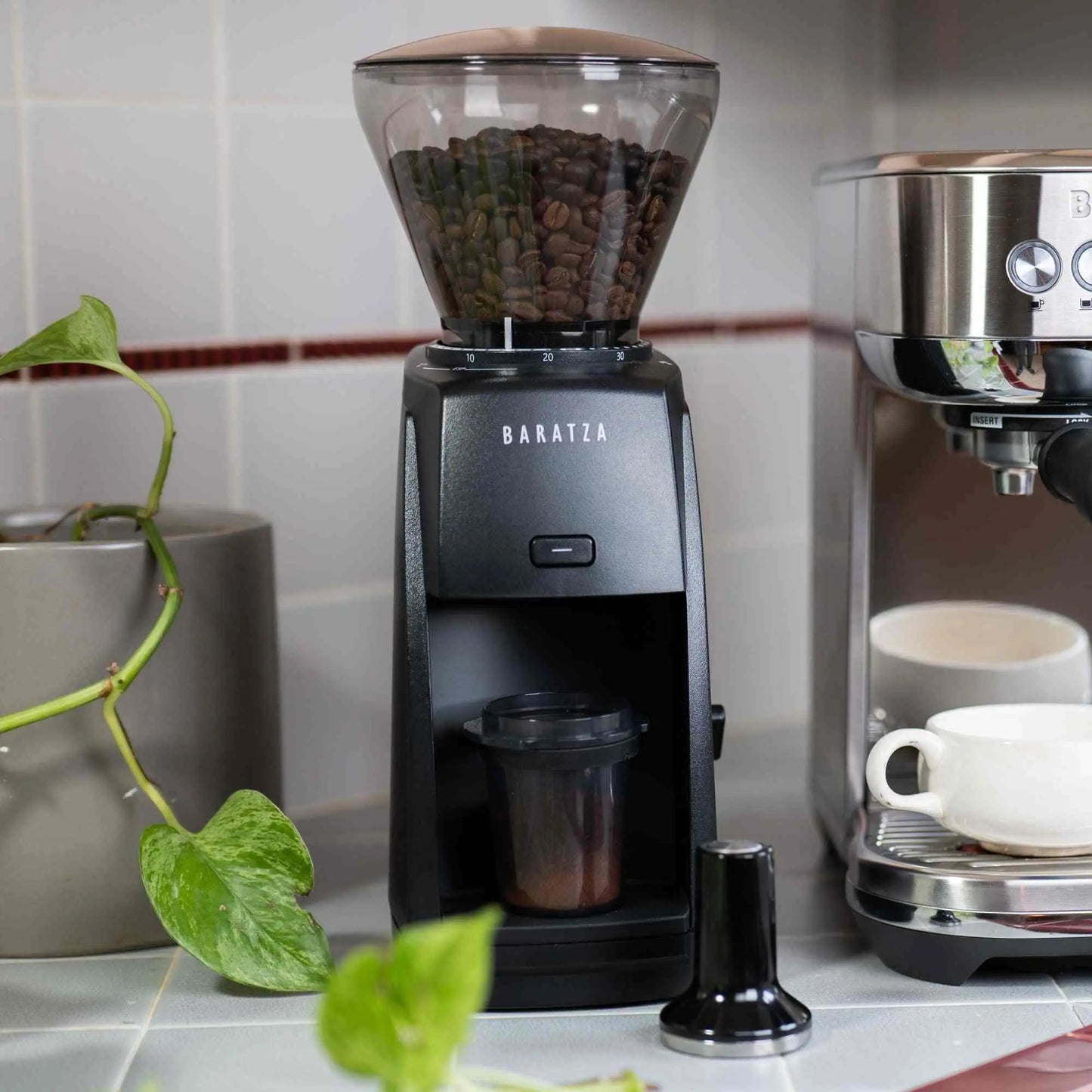 Baratza Encore ESP electric burr coffee grinder with 40 precise grind settings and dosing cup adapter