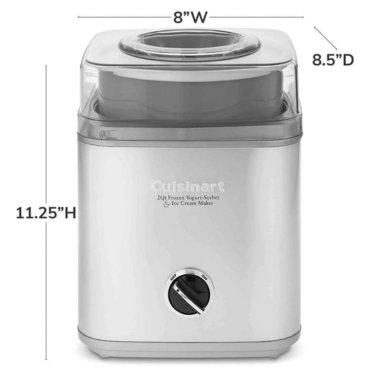 Cuisinart Stainless-Steel Ice Cream Maker with 2-Qt double-insulated freezer bowl and heavy-duty motor