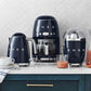 SMEG Electric Kettle with 360˚ swivel base, auto-shutoff, water-level indicators, steam release lid, and removable limescale filter