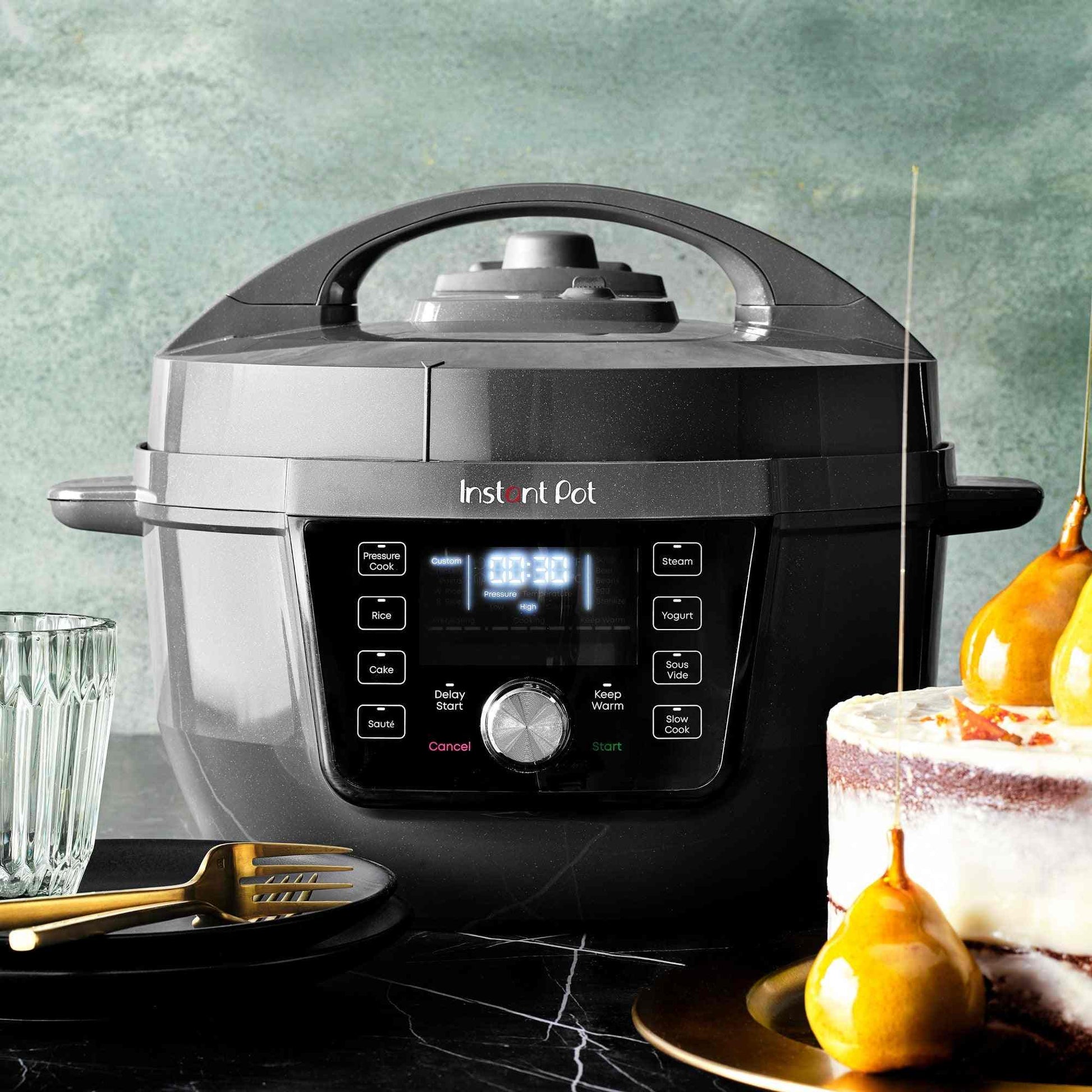 Instant Pot RIO Wide Plus 7.5-Qt pressure cooker with wide base and 9-in-1 functions for big-batch cooking