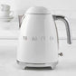 SMEG Electric Kettle with 360˚ swivel base, auto-shutoff, water-level indicators, gentle steam release, and removable limescale filter