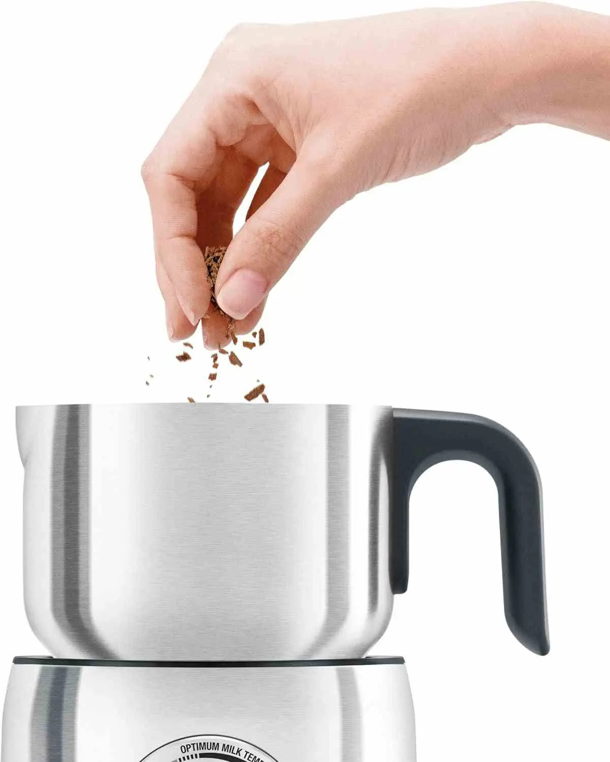 Breville BMF600XL Milk Cafe Milk Electric Frother with stainless steel finish and automatic frothing dial