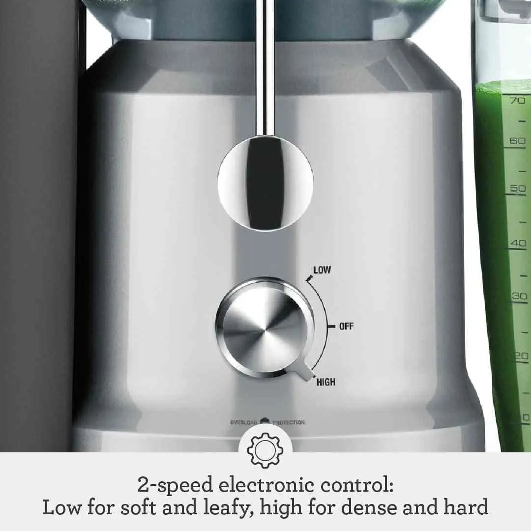 Breville Juice Fountain Cold Juicer silver with 70-oz capacity and Cold Spin Technology for nutrient-rich juice extraction