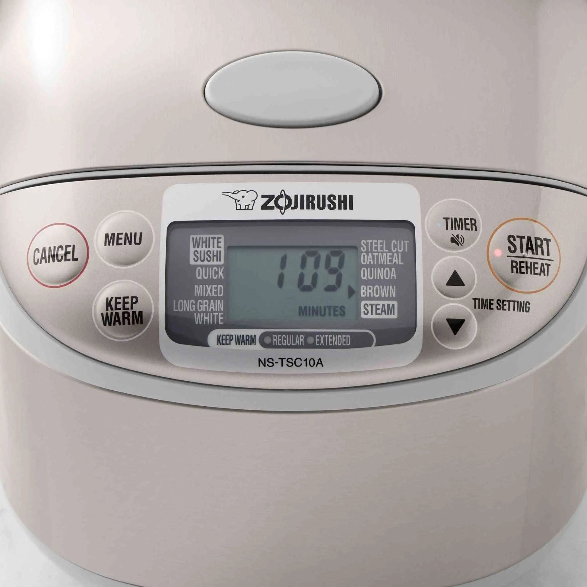 Zojirushi NS-TSC10 Micom rice cooker with fuzzy logic, multiple settings, steaming basket, and LCD display