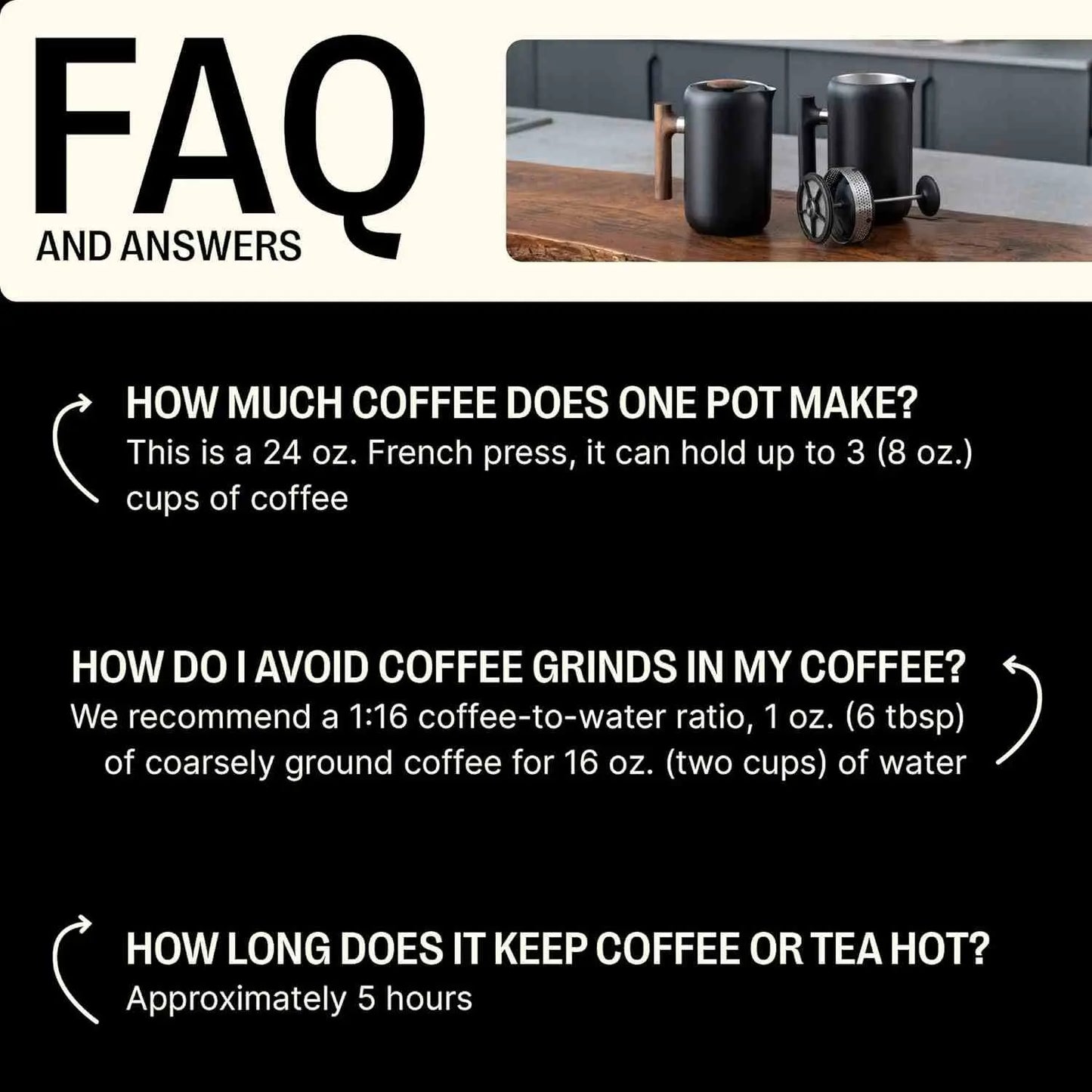 Fellow Clara Insulated Coffee Maker stainless steel French press with enhanced filtration and 24 oz carafe