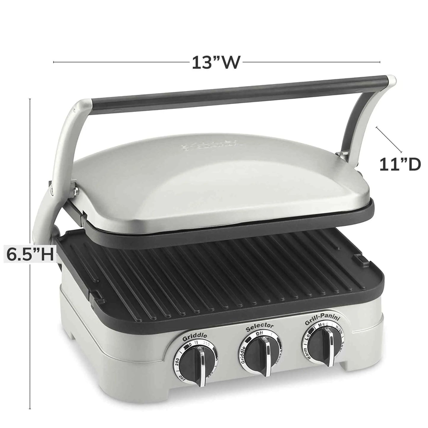 Cuisinart Panini Press stainless steel 5-in-1 griddler with removable nonstick plates and adjustable temperature controls