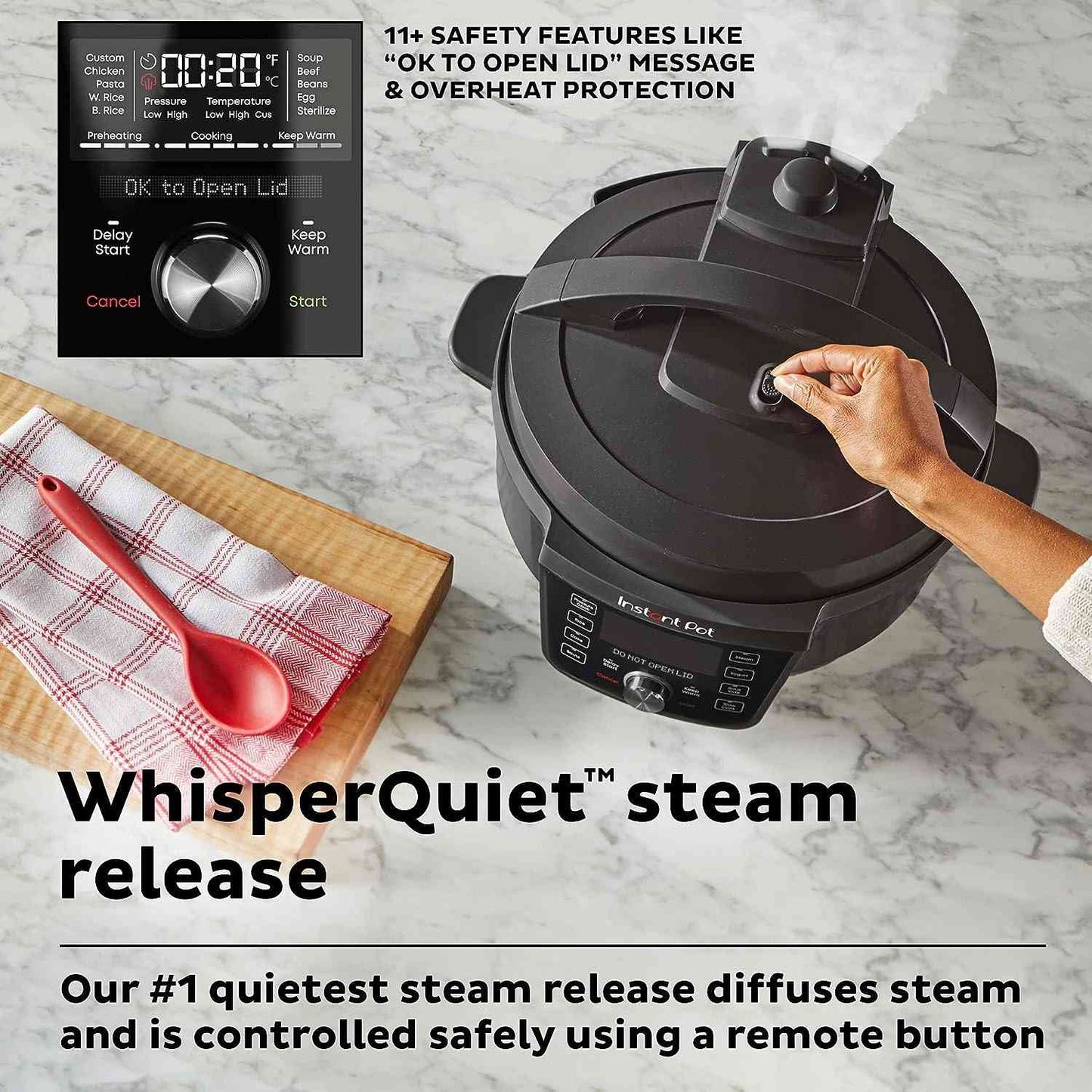 Instant Pot RIO Wide Plus 7.5-Qt pressure cooker with wide base and smart cooking functions