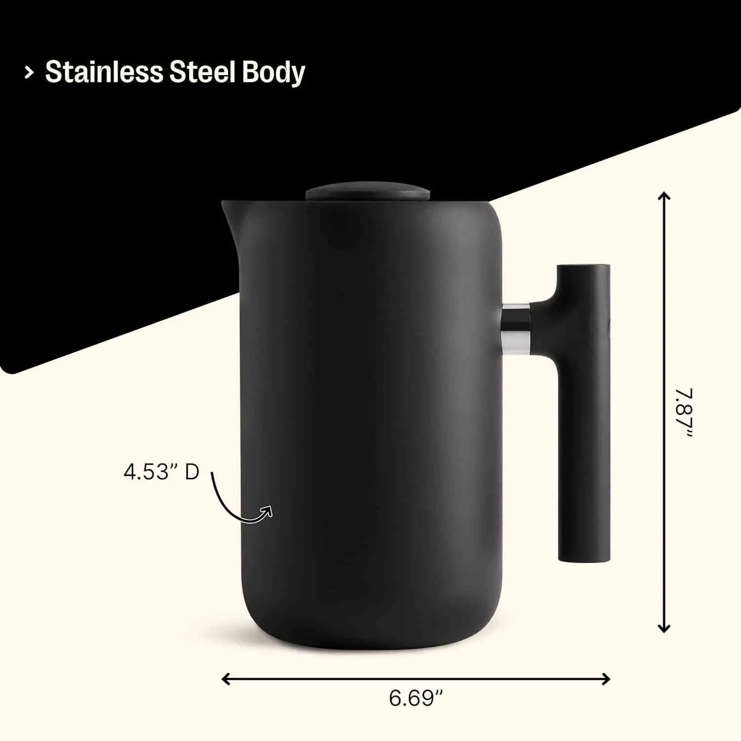 Fellow Clara Insulated Coffee Maker French press with 24 oz stainless steel carafe and enhanced filtration system